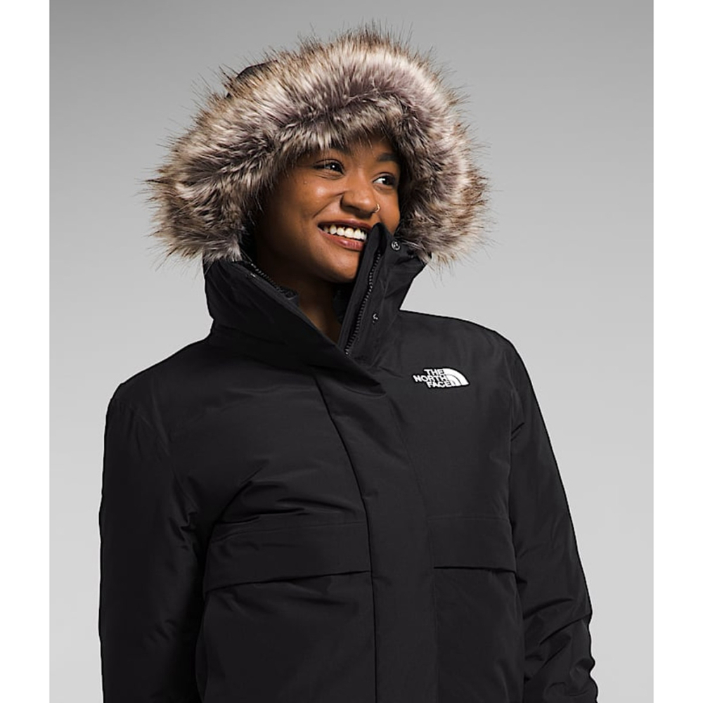 The North Face Arctic Bomber Jacket Womens XL Black Faux Fur Hood NWOT - Picture 3 of 12